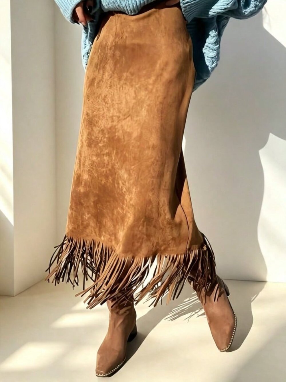 Camel Elegant Women's Long Plain Pencil Skirt